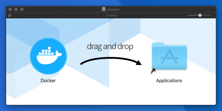 צילום מסך של מסך התקנת Docker על Mac